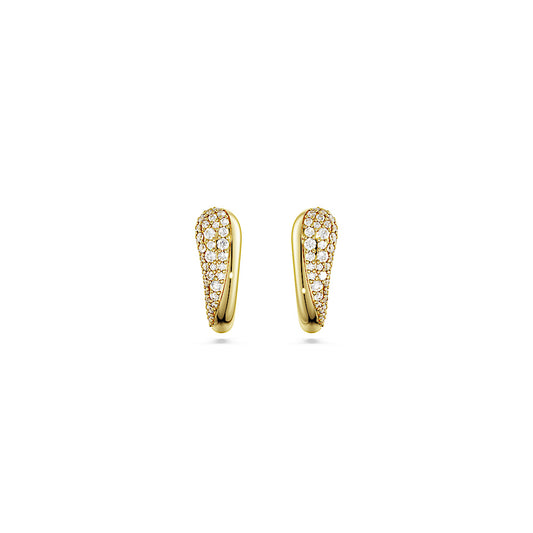 Pendientes de aro Classica, Talla redonda, Blancos, Plata de ley, acabado en oro de 18 quilates