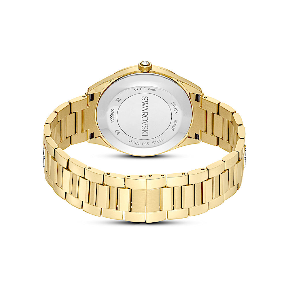 Reloj Matrix date, Fabricado en Suiza, Brazalete de metal, Tono dorado, Acabado tono oro