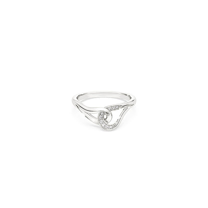 Anillo Classica, Talla redonda, Entrelazado, Blanco, Plata de ley