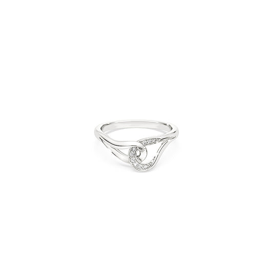 Anillo Classica, Talla redonda, Entrelazado, Blanco, Plata de ley
