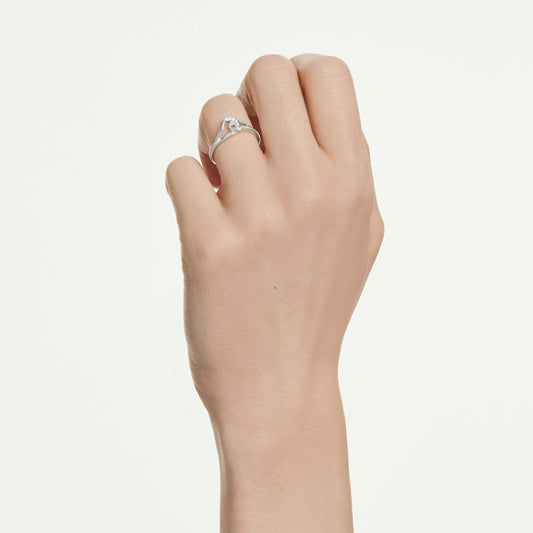 Anillo Classica, Talla redonda, Entrelazado, Blanco, Plata de ley