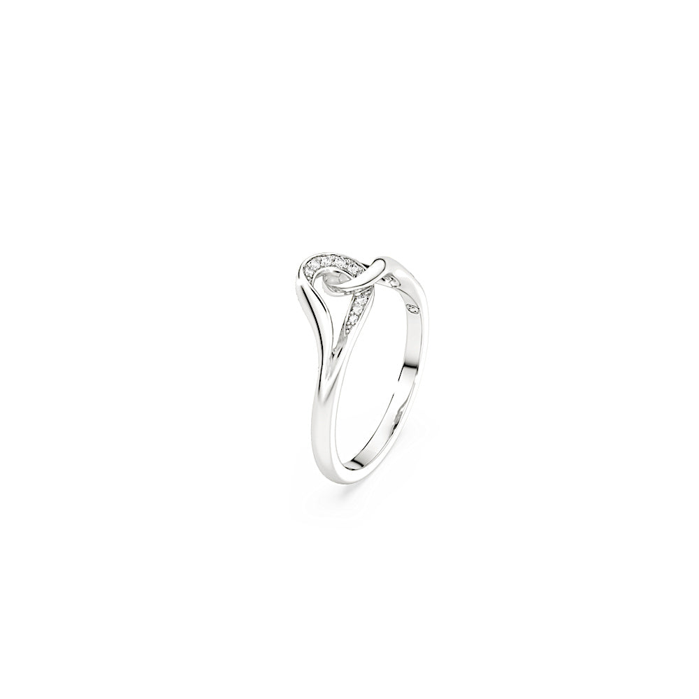 Anillo Classica, Talla redonda, Entrelazado, Blanco, Plata de ley