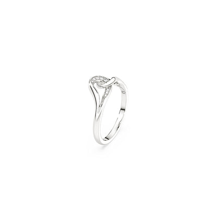 Anillo Classica, Talla redonda, Entrelazado, Blanco, Plata de ley