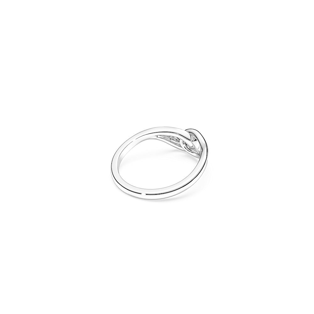 Anillo Classica, Talla redonda, Entrelazado, Blanco, Plata de ley