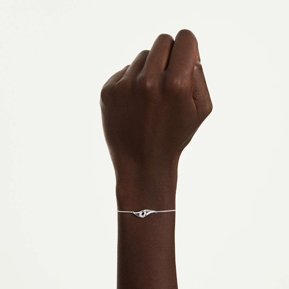 Pulsera Classica, Talla redonda, Entrelazado, Blanca, Plata de ley