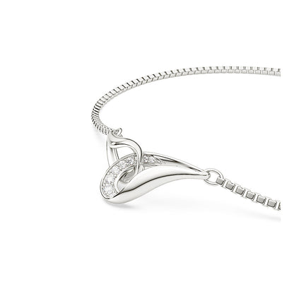 Pulsera Classica, Talla redonda, Entrelazado, Blanca, Plata de ley