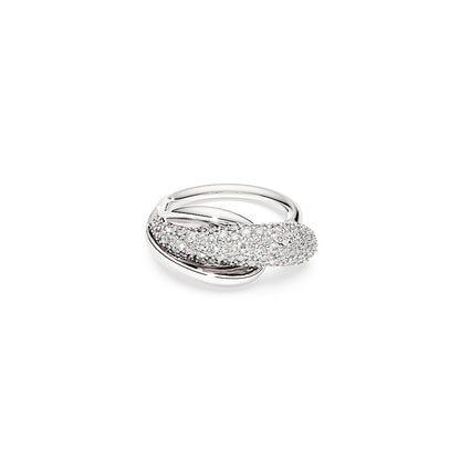 Anillo de cóctel Classica, Talla redonda, Blanco, Plata de ley