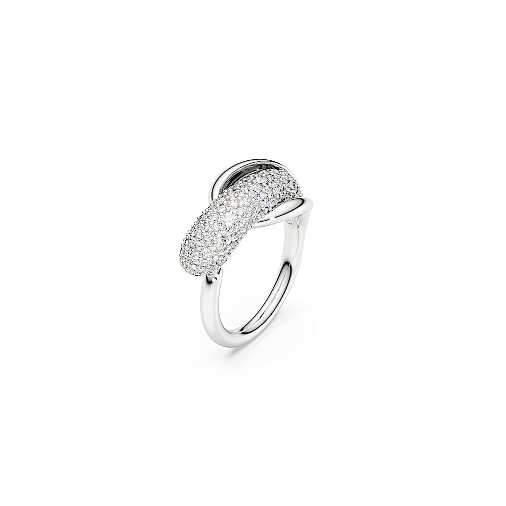 Anillo de cóctel Classica, Talla redonda, Blanco, Plata de ley