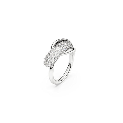 Anillo de cóctel Classica, Talla redonda, Blanco, Plata de ley