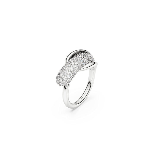 Anillo de cóctel Classica, Talla redonda, Blanco, Plata de ley