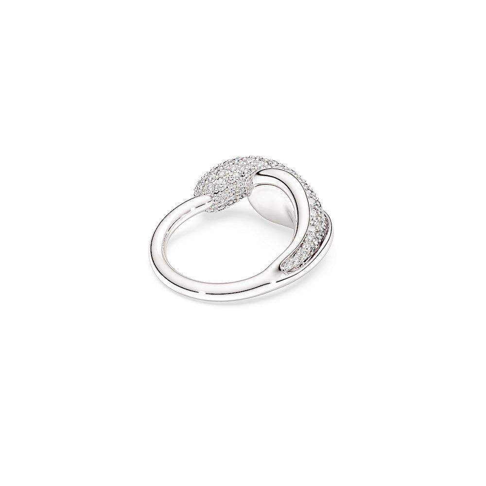 Anillo de cóctel Classica, Talla redonda, Blanco, Plata de ley