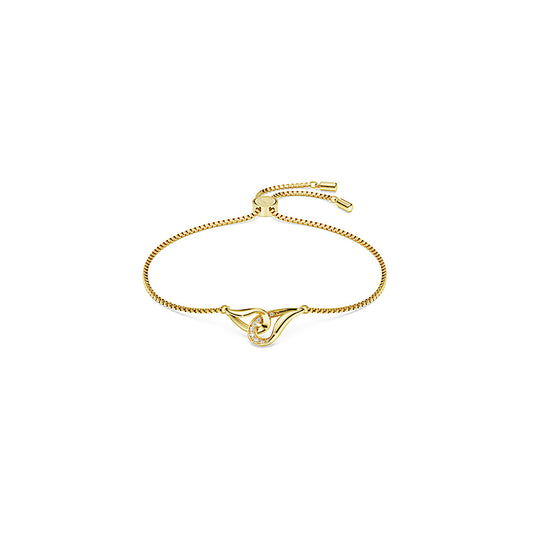 Pulsera Classica, Talla redonda, Entrelazado, Blanca, Plata de ley, acabado en oro de 18 quilates