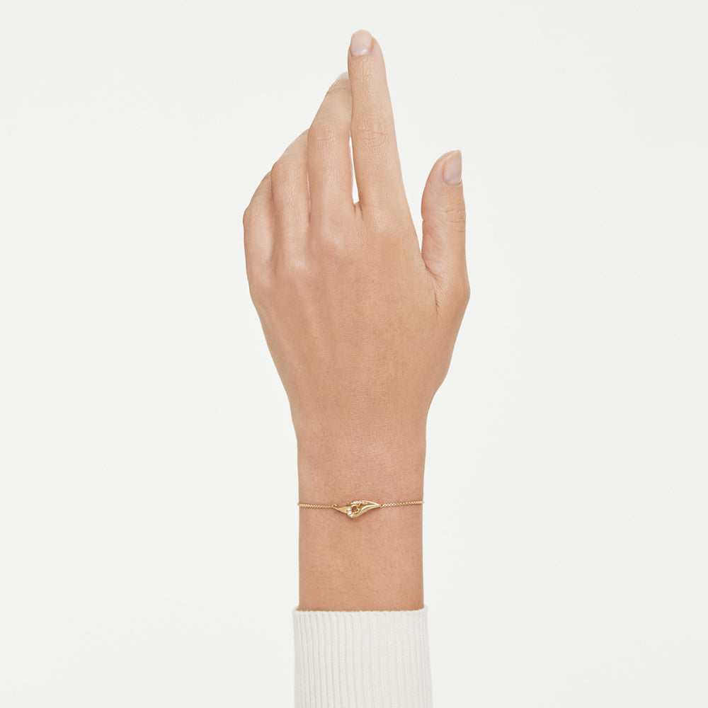 Pulsera Classica, Talla redonda, Entrelazado, Blanca, Plata de ley, acabado en oro de 18 quilates