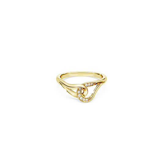 Anillo Classica, Talla redonda, Entrelazado, Blanco, Plata de ley, acabado en oro de 18 quilates