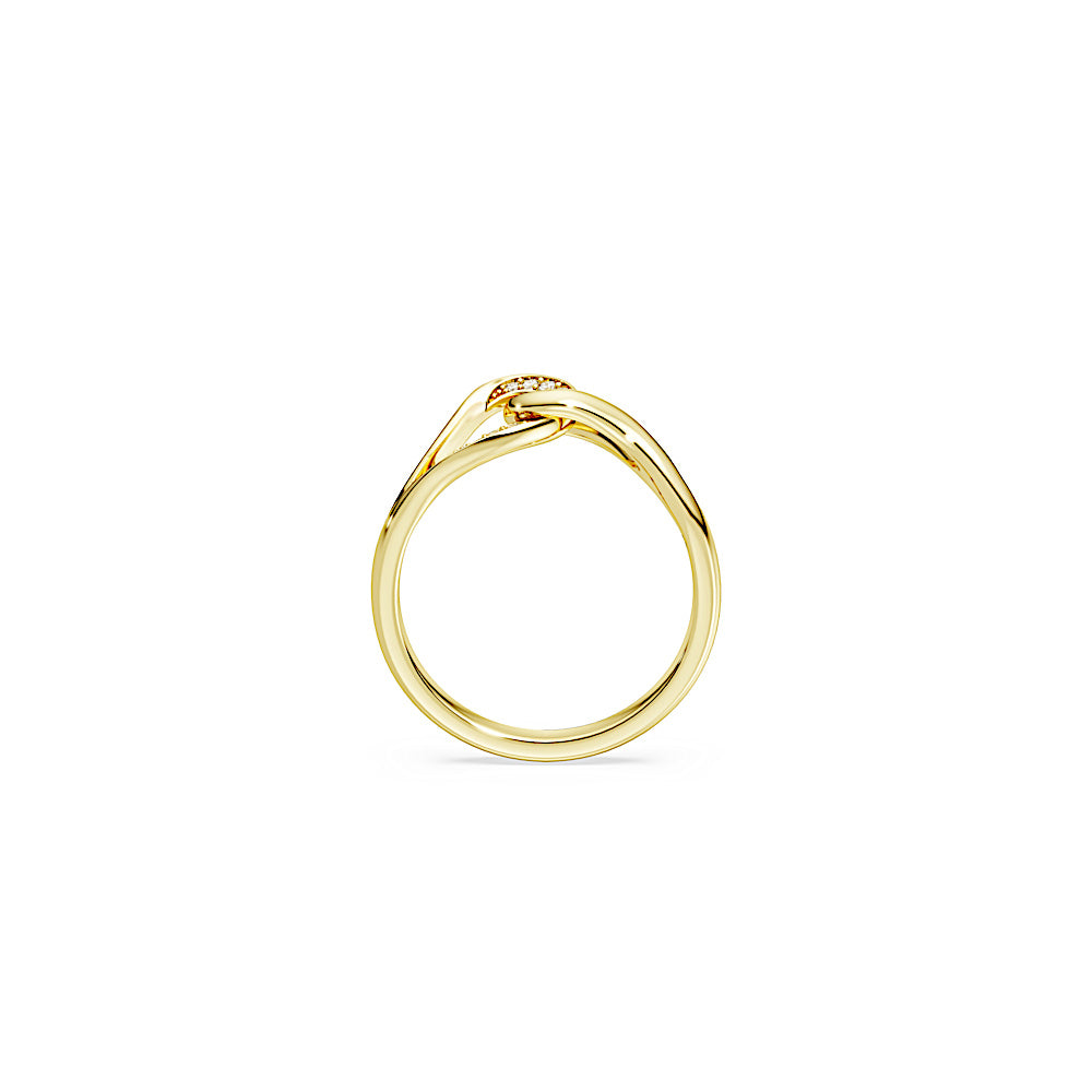 Anillo Classica, Talla redonda, Entrelazado, Blanco, Plata de ley, acabado en oro de 18 quilates