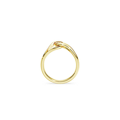 Anillo Classica, Talla redonda, Entrelazado, Blanco, Plata de ley, acabado en oro de 18 quilates