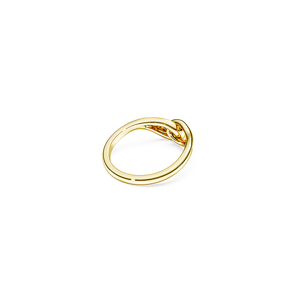 Anillo Classica, Talla redonda, Entrelazado, Blanco, Plata de ley, acabado en oro de 18 quilates