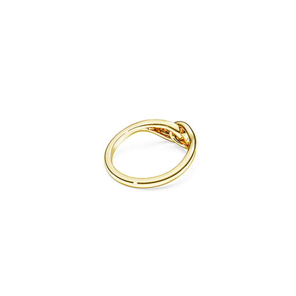 Anillo Classica, Talla redonda, Entrelazado, Blanco, Plata de ley, acabado en oro de 18 quilates