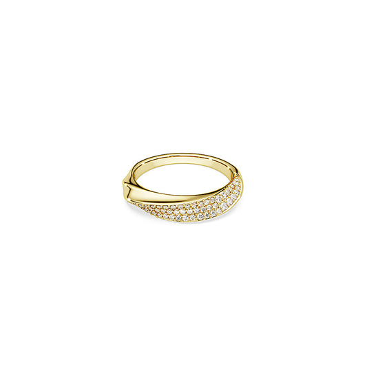 Anillo de banda Classica, Talla redonda, Blanco, Plata de ley, acabado en oro de 18 quilates