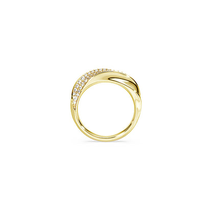 Anillo de banda Classica, Talla redonda, Blanco, Plata de ley, acabado en oro de 18 quilates