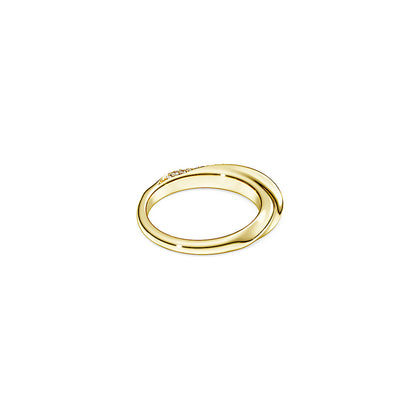 Anillo de banda Classica, Talla redonda, Blanco, Plata de ley, acabado en oro de 18 quilates