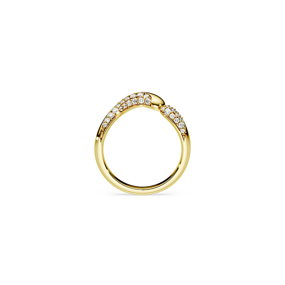 Anillo abierto Classica, Talla redonda, Blanco, Plata de ley, acabado en oro de 18 quilates