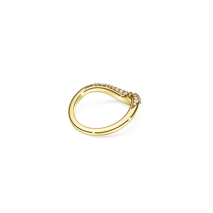 Anillo abierto Classica, Talla redonda, Blanco, Plata de ley, acabado en oro de 18 quilates