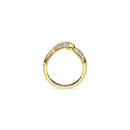 Anillo abierto Classica, Talla redonda, Blanco, Plata de ley, acabado en oro de 18 quilates