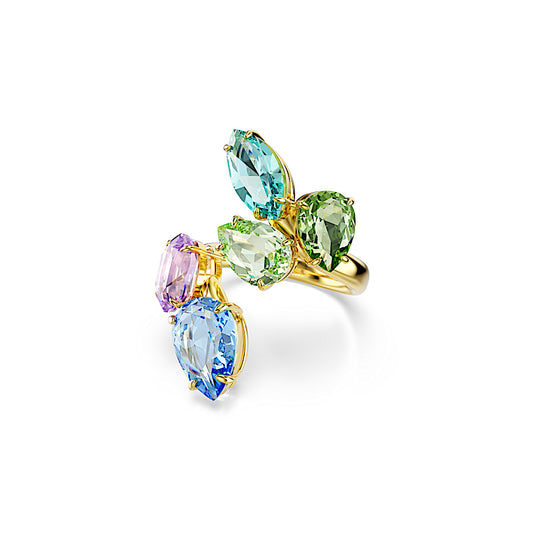 Anillo con motivo Gema, Tallas mixtas, Multicolor, Baño tono oro