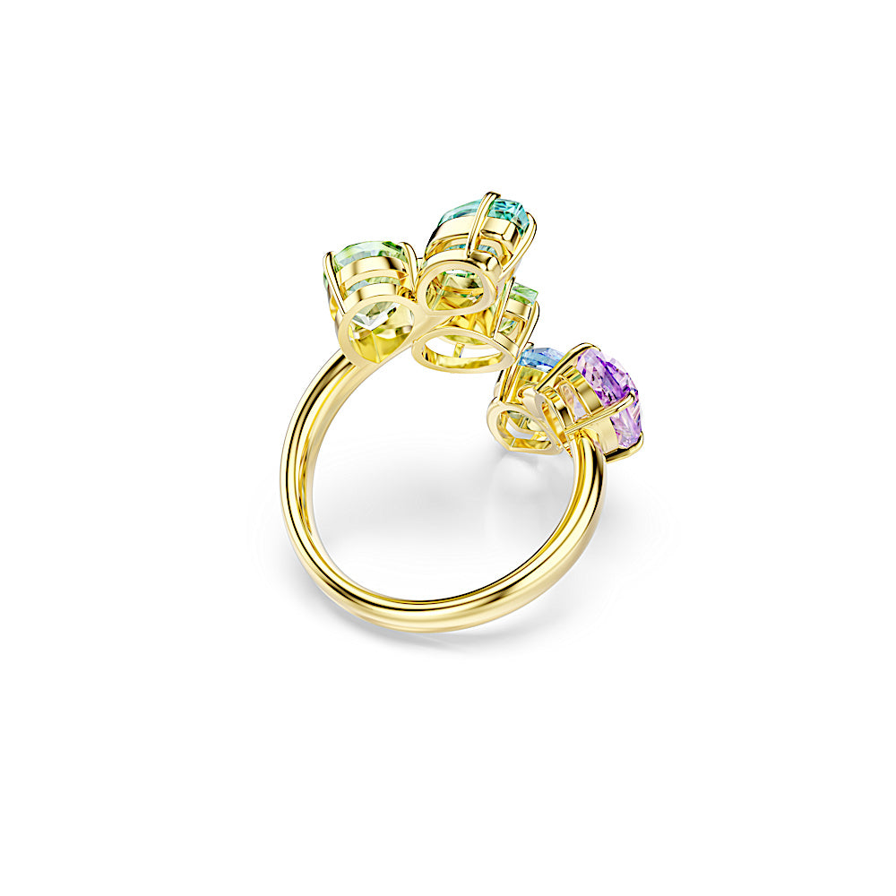 Anillo con motivo Gema, Tallas mixtas, Multicolor, Baño tono oro