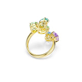 Anillo con motivo Gema, Tallas mixtas, Multicolor, Baño tono oro