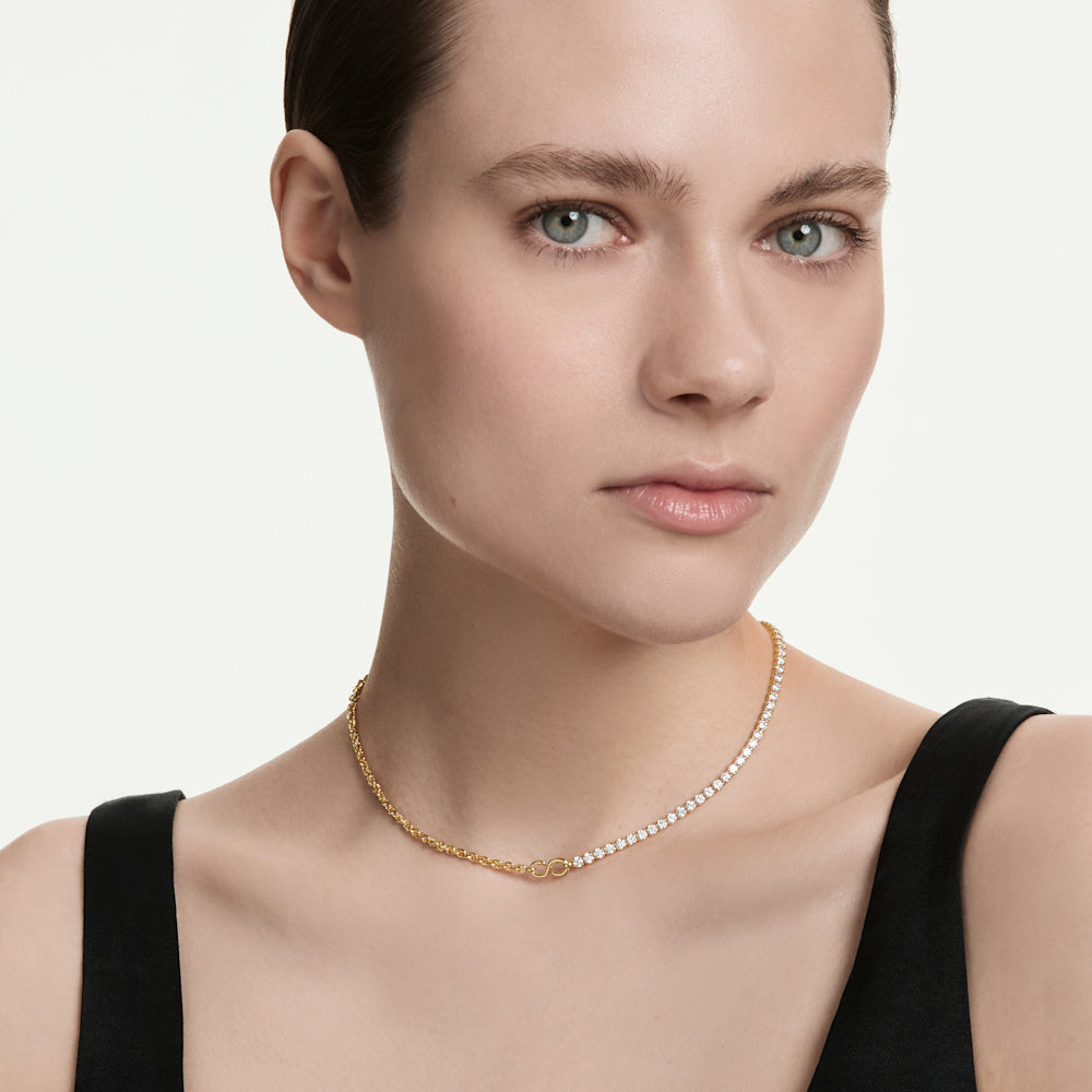 Collar Matrix, Talla redonda, Blanco, Acabado en oro de 18 quilates