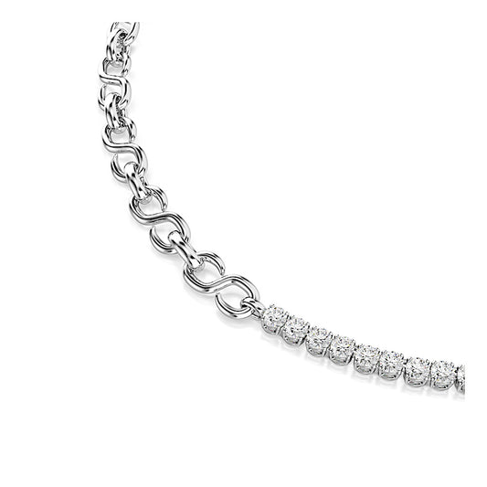 Collar Matrix, Forma de S, Talla redonda, Blanco, Baño de rodio