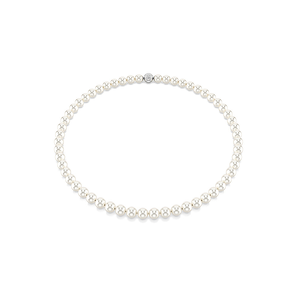 Collar Matrix, Perla de cristal, Blanco, Baño de rodio