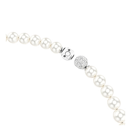 Collar Matrix, Perla de cristal, Blanco, Baño de rodio