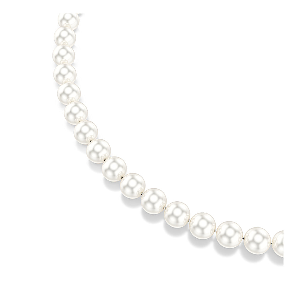 Collar Matrix, Perla de cristal, Blanco, Baño de rodio