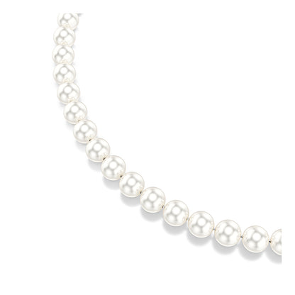 Collar Matrix, Perla de cristal, Blanco, Baño de rodio