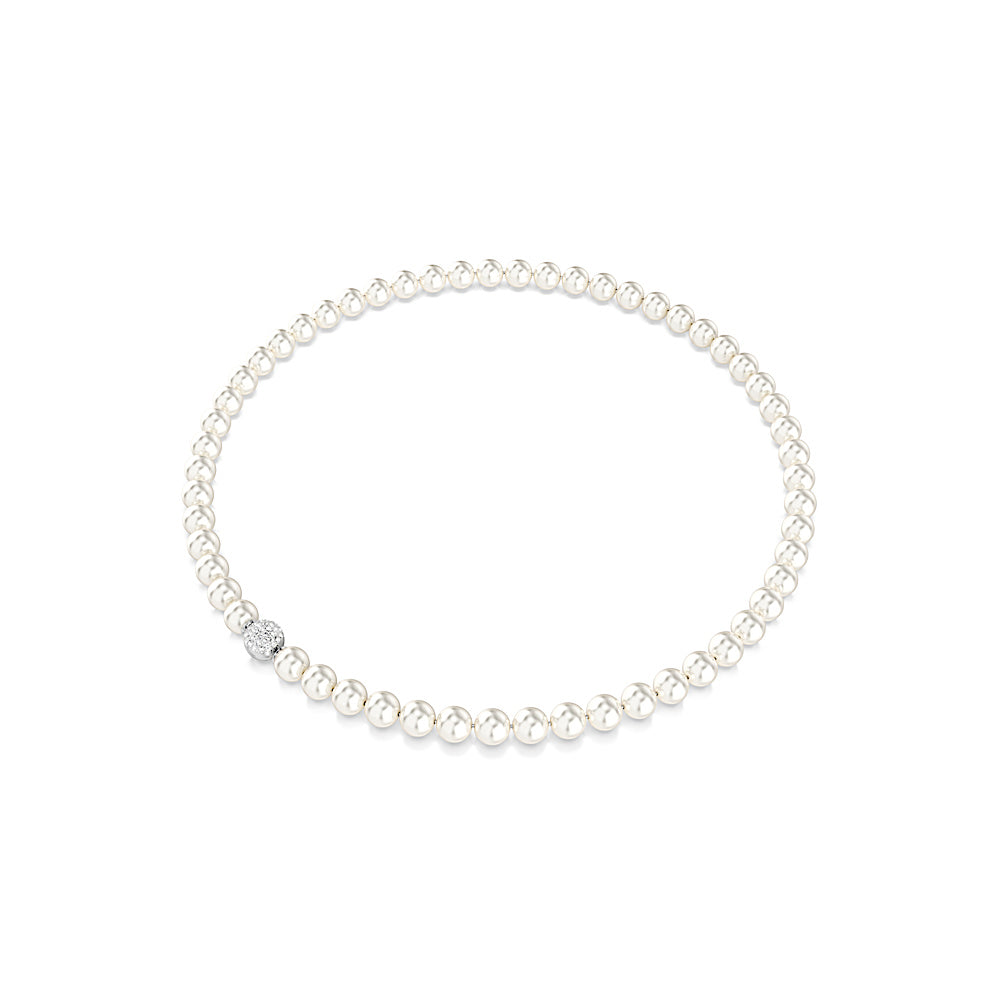 Collar Matrix, Perla de cristal, Blanco, Baño de rodio