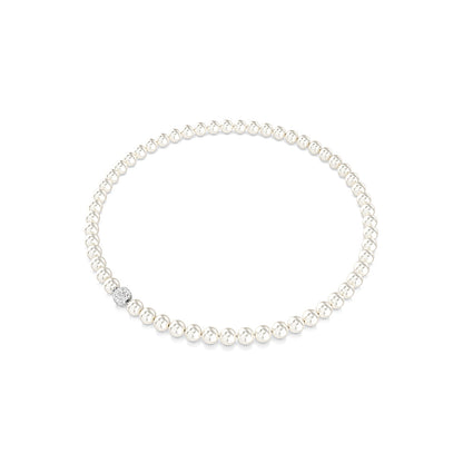 Collar Matrix, Perla de cristal, Blanco, Baño de rodio