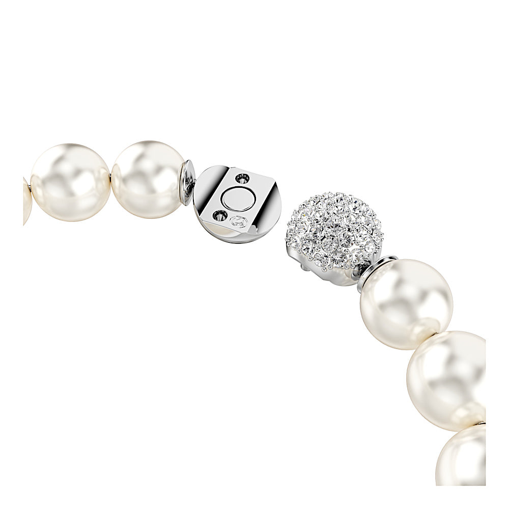 Pulsera Matrix, Perla de cristal, Blanca, Baño de rodio