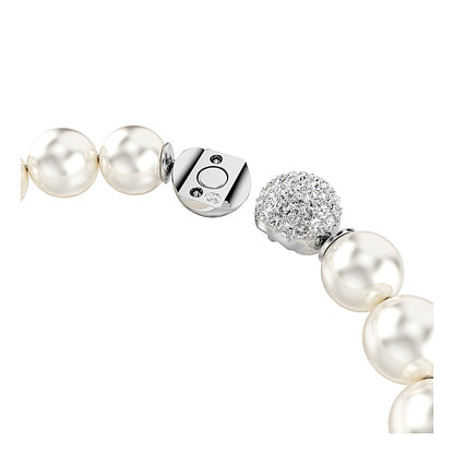 Pulsera Matrix, Perla de cristal, Blanca, Baño de rodio
