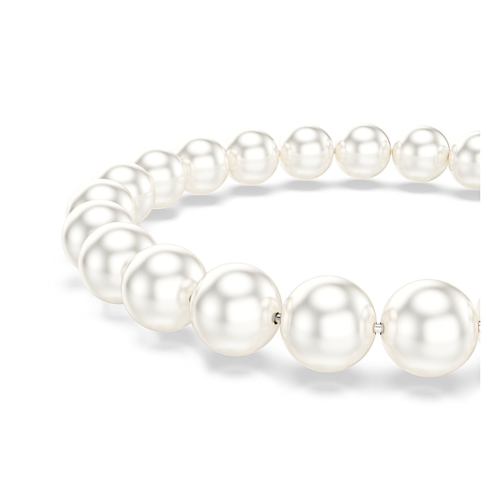 Pulsera Matrix, Perla de cristal, Blanca, Baño de rodio