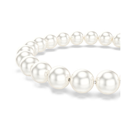 Pulsera Matrix, Perla de cristal, Blanca, Baño de rodio
