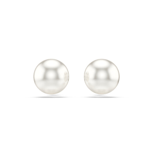 Pendientes de botón Matrix, Perla de cristal, Blancos, Baño de rodio