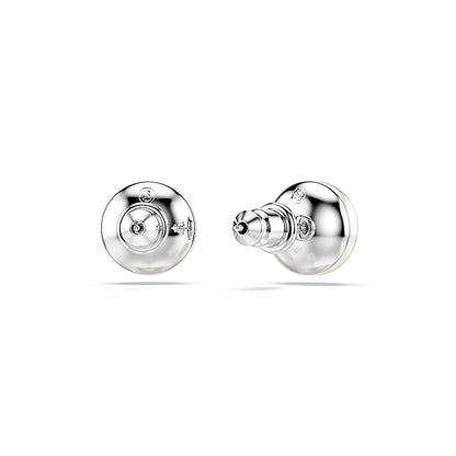 Pendientes de botón Matrix, Perla de cristal, Blancos, Baño de rodio