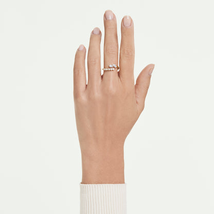 Anillo abierto Mesmera, Tallas mixtas, Blanco, Acabado en oro de 18 quilates