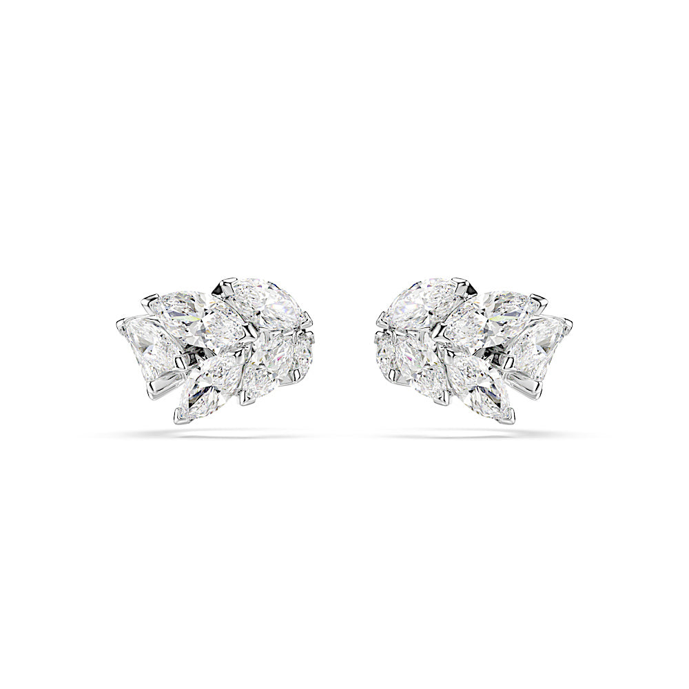 Pendientes ear cuff Mesmera, Talla marquisa, Blancos, Baño de rodio