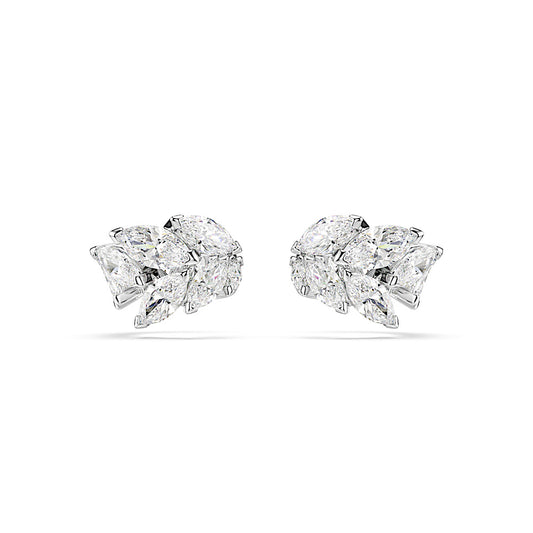 Pendientes ear cuff Mesmera, Talla marquisa, Blancos, Baño de rodio