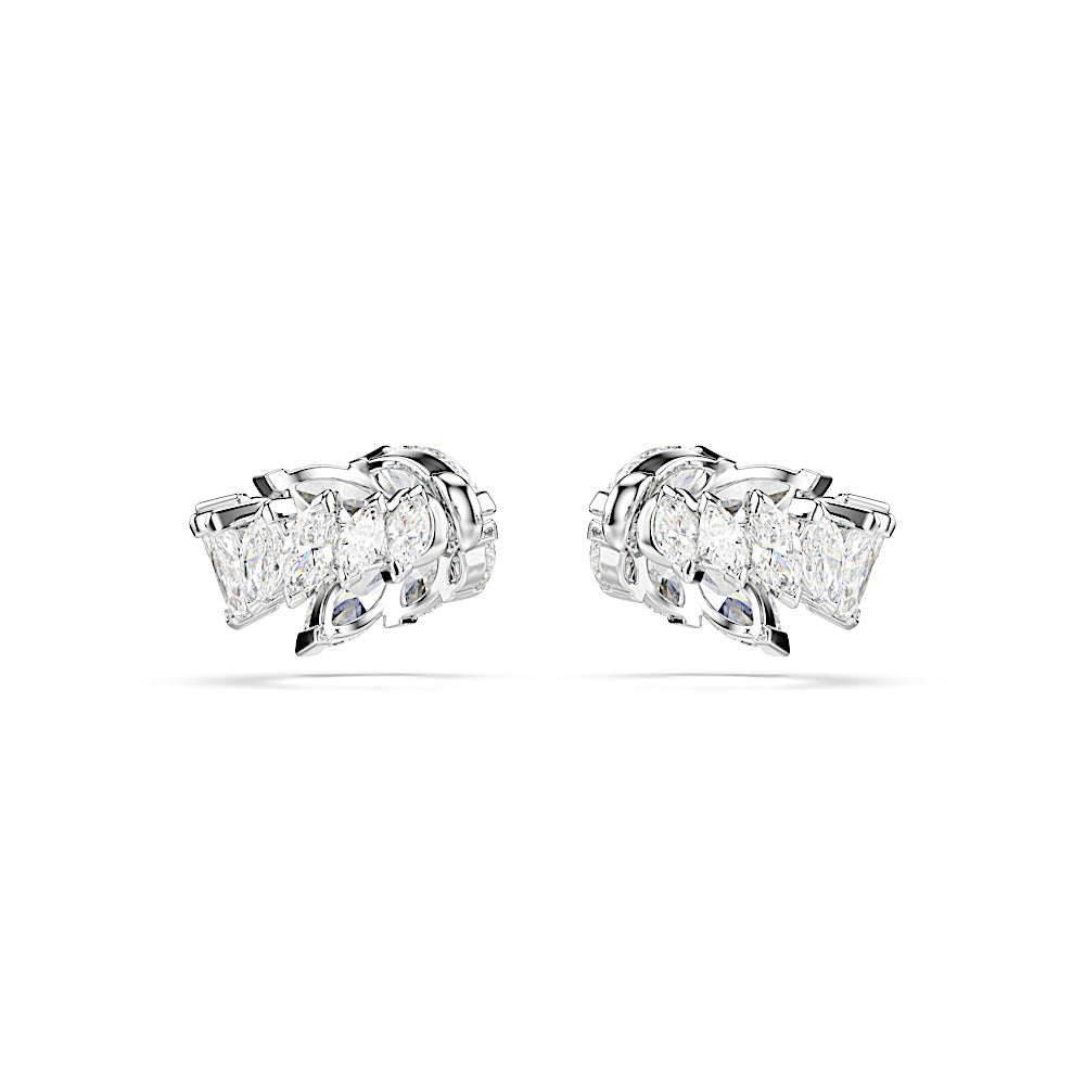 Pendientes ear cuff Mesmera, Talla marquisa, Blancos, Baño de rodio