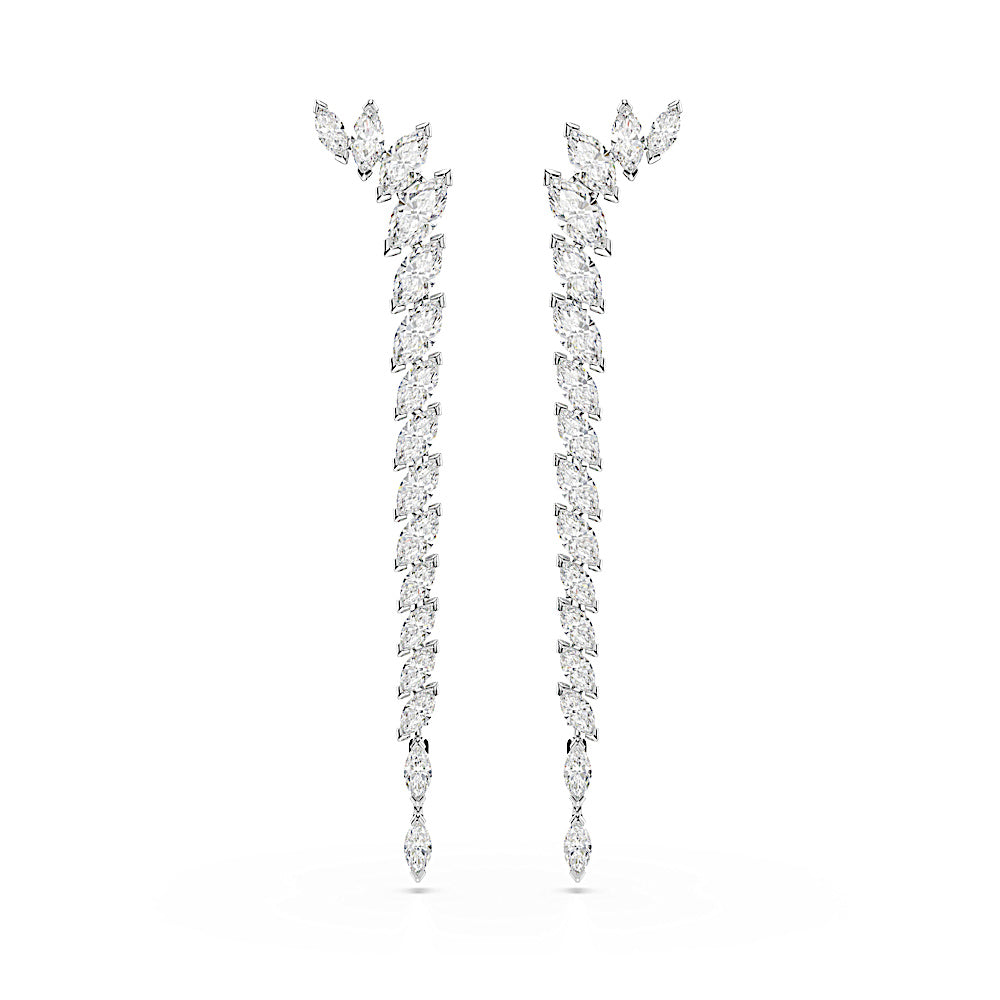 Pendientes Mesmera, Talla marquisa, Blancos, Baño de rodio
